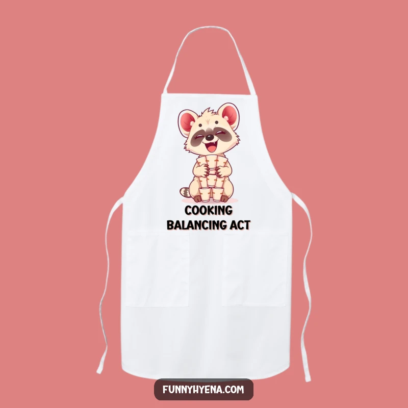 Funny Kawaii Hyena Cups Apron - Kitchen Fun with Giggling Balance Gift