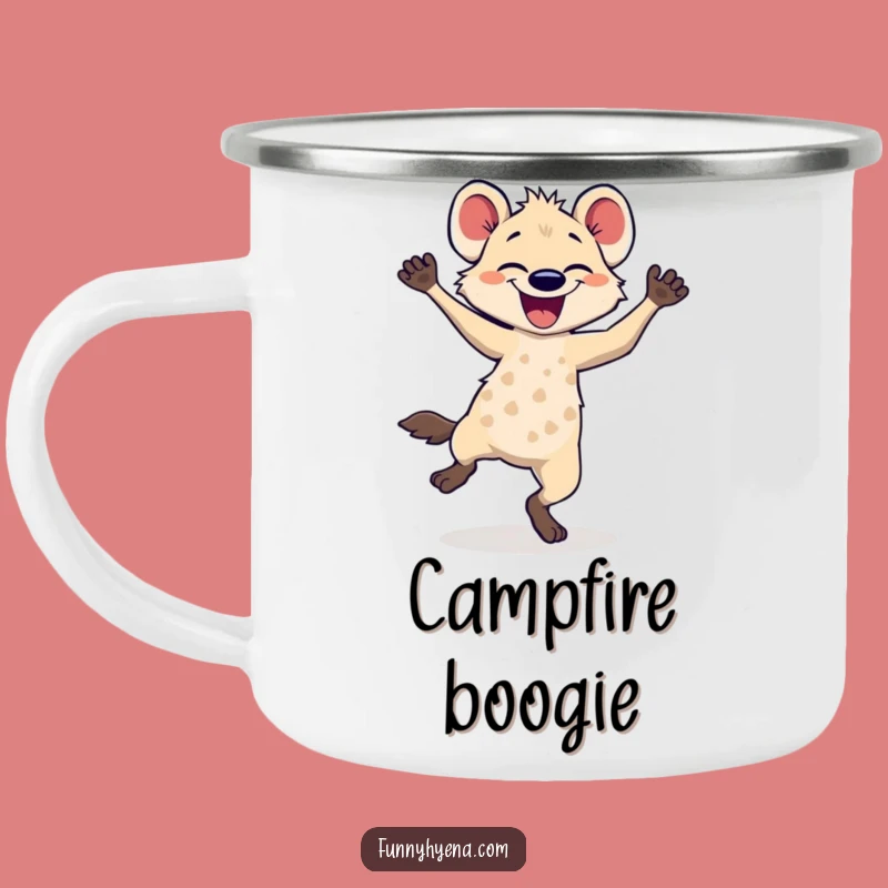 Funny Hyena Dancing Camping Mug: Your Groovy Companion for Outdoor Fun