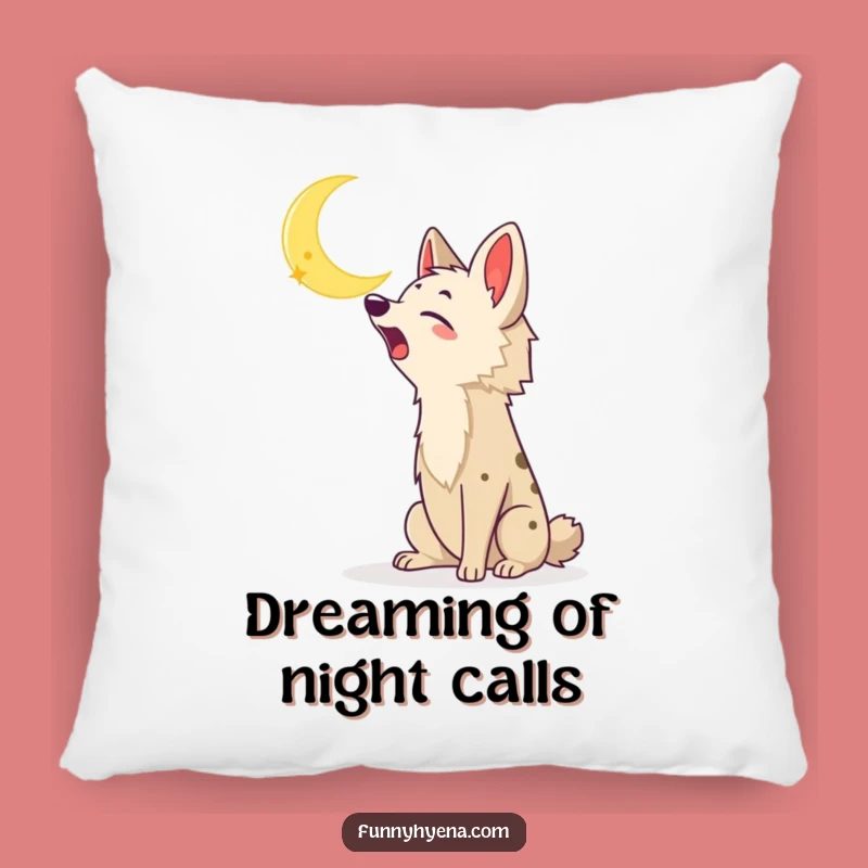 Funny Kawaii Hyena Pillow: Moon Howl Comfort, Wild Night, Hilarious Gift