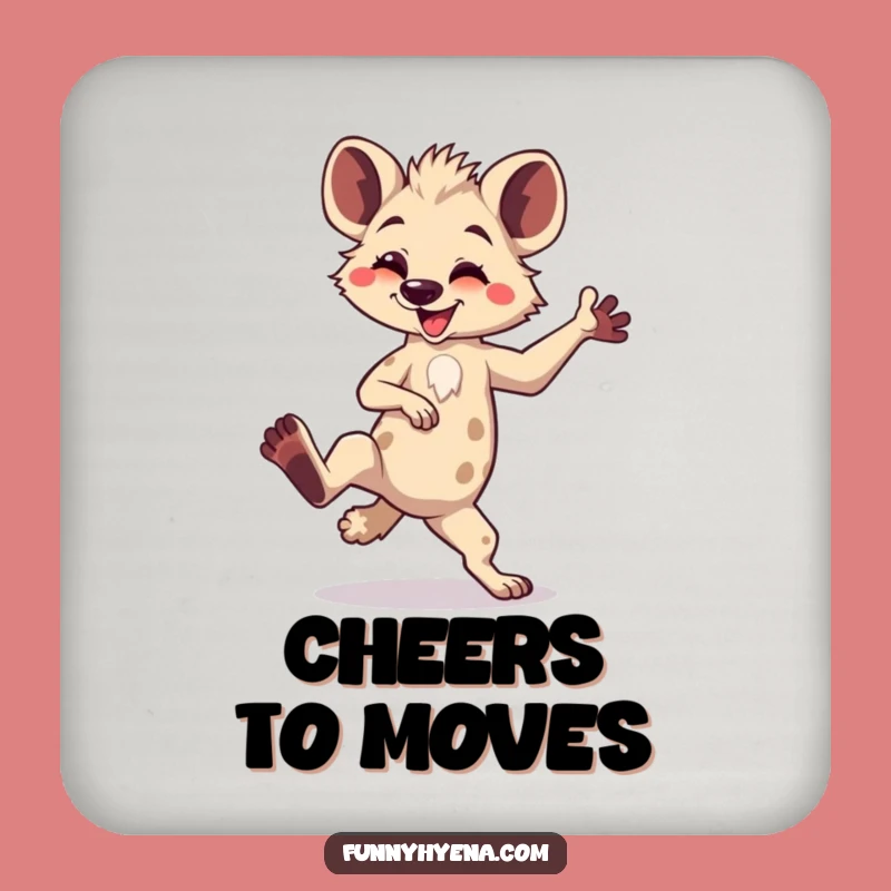 Funny Kawaii Hyena Dance Coaster - Protect Surfaces with Comical Pose Gift