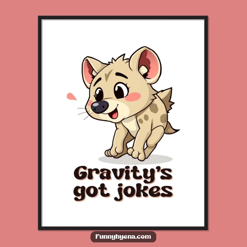Funny Hyena Tripping Poster: Add a Splash of Comical Chaos to Your Walls