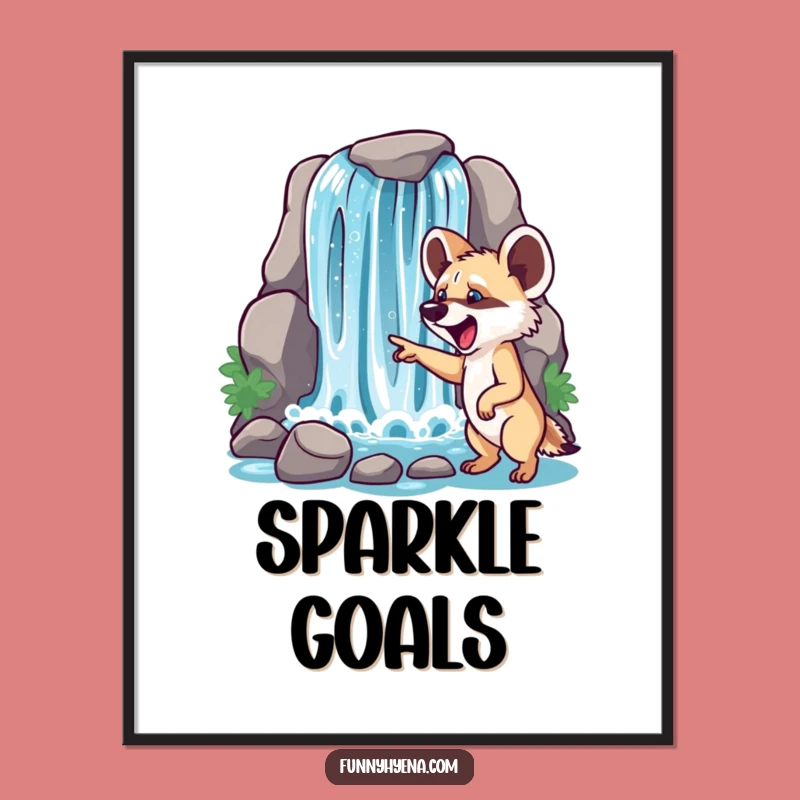 Funny Hyena Waterfall Poster: Bring the Wonder of Nature Indoors with Laughter