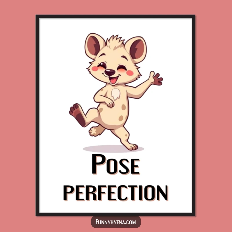 Funny Kawaii Hyena Dance Poster - Vibrant Wall Art of Comical Pose Gift