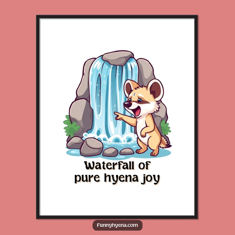 Funny Free Printable Wall Art: Excited Hyena Sparkling Waterfall Decor
