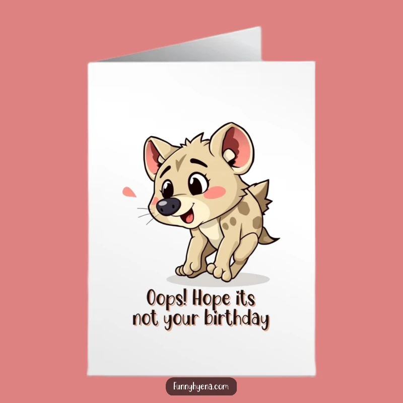 Free Printable Birthday Card: Funny Tripping Hyena Laughable Greeting