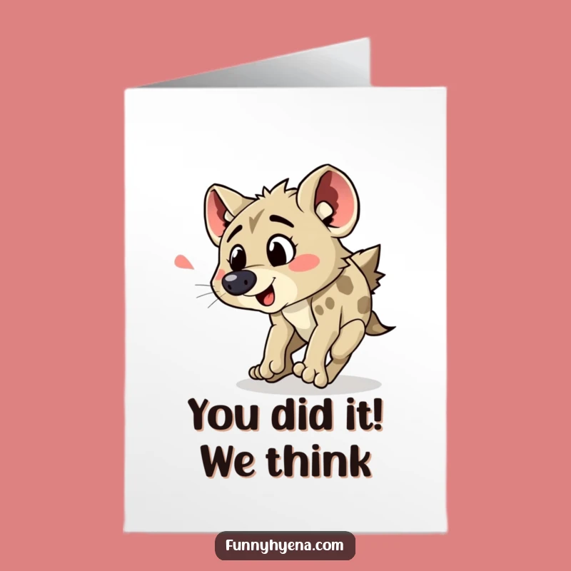 Free Printable Congrats Card: Comical Tripping Hyena LOL Greeting