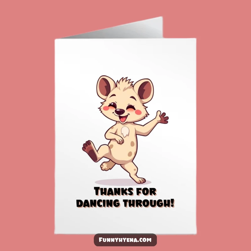Free Printable Kawaii Hyena Thank You Card: Funny Dancing Hyena Express Your Gratitude