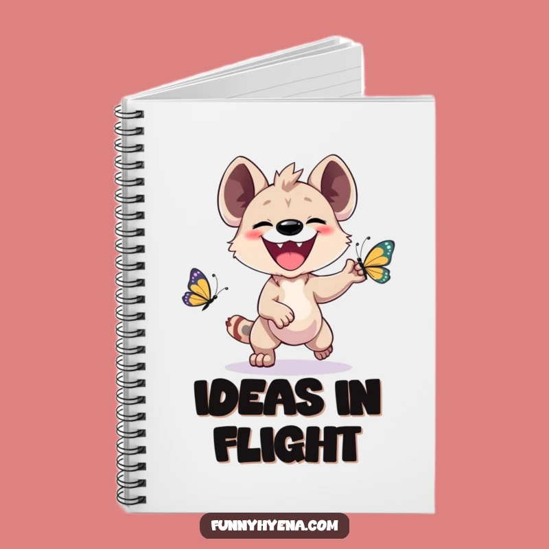 Funny Kawaii Hyena Notebook - Cute & Comical Butterfly Chase Journal Gift