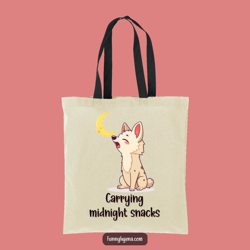 Funny Kawaii Hyena Tote Bag: Moon Howl, Wild Carryall, Hilarious Gift